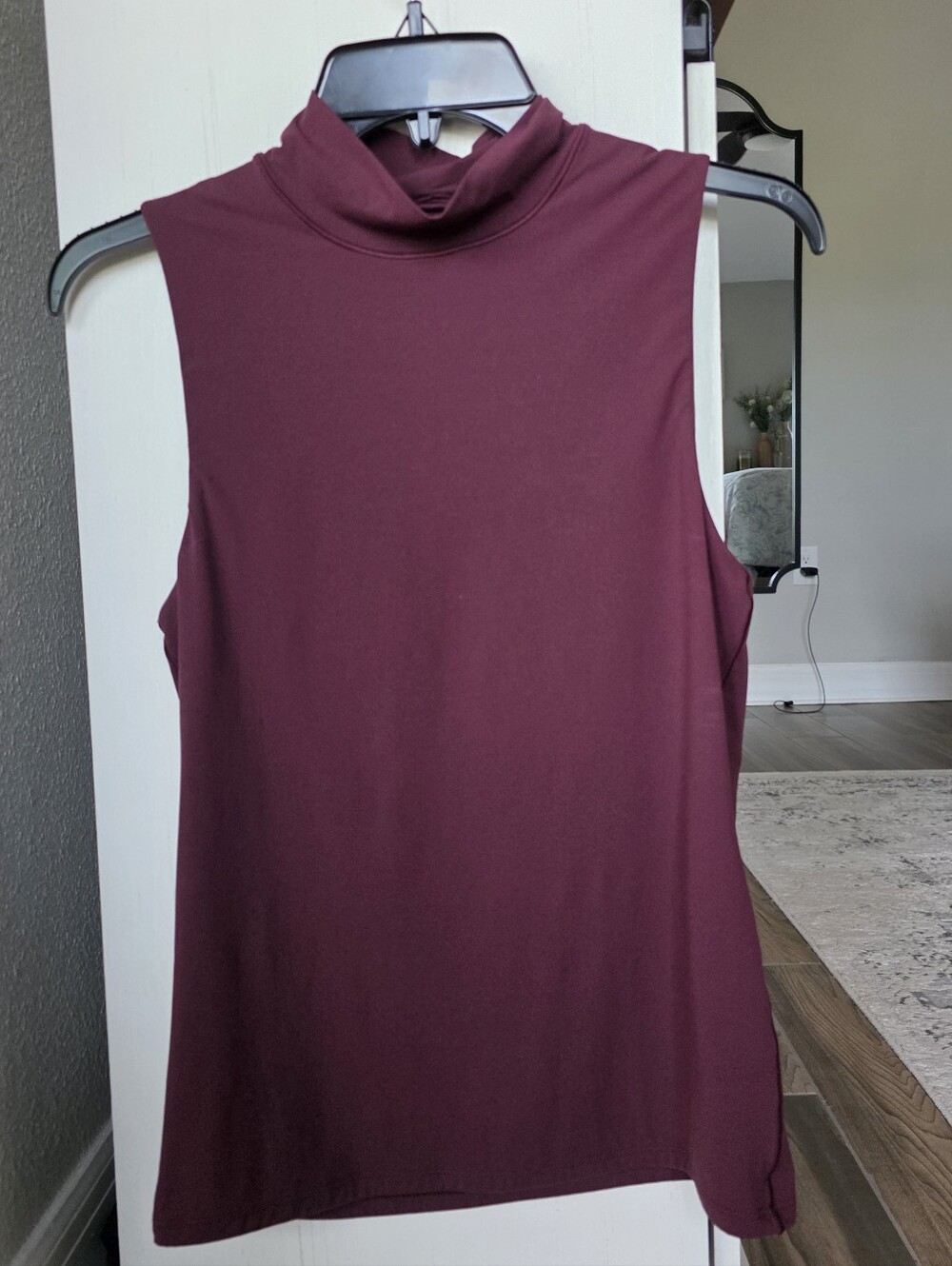 White House Black Market FORME All Ways Stretch Mock Neck Tank - Burgundy NWOT
